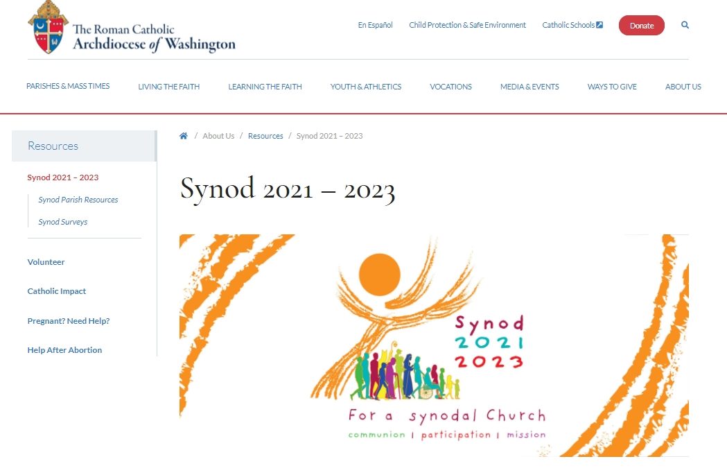 US, Archdiocese of Washington, A series of materials to help and accompany parishes in their synodal process