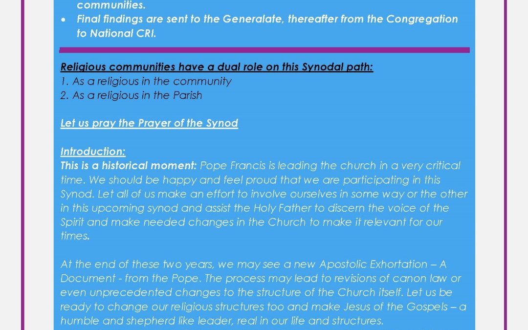 Questionnaires for Religious, Parishes and Dioceses