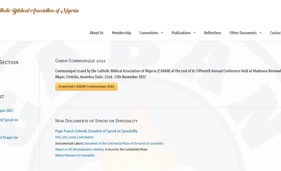 The Catholic Biblical Association of Nigeria (CABAN) on Sinodality